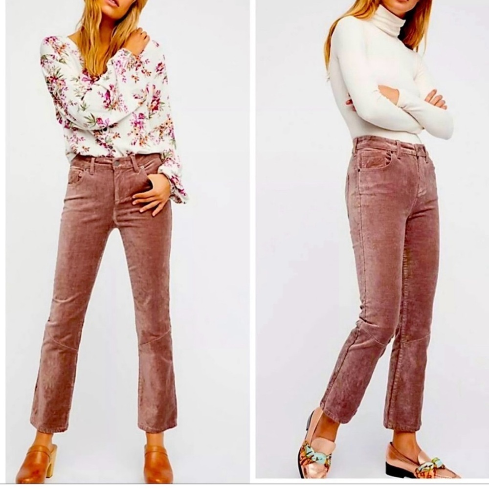 Free People Textured Velvet Pants in Brown - Picture 3 of 14